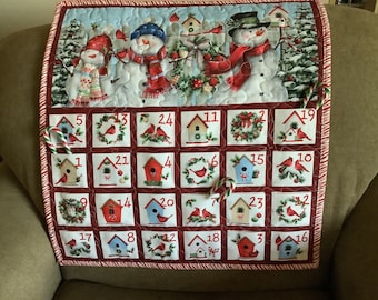 Quilted Advent Calendar, Children&#39;s Calendar, Christmas Calendar, Countdown to Christmas, Snowmen Calendar, Christmas Traditions, Holidays