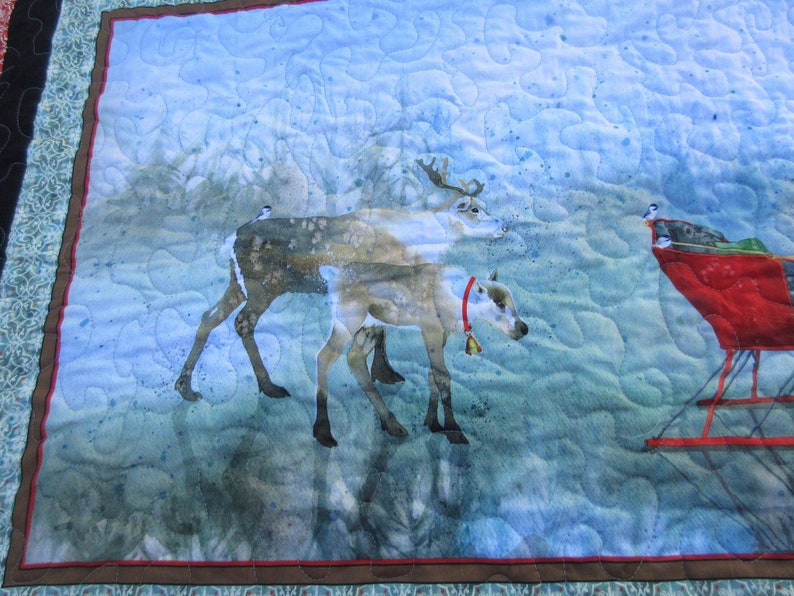 Reindeer Winter Decor Handmade quilt Holiday decor Christmas decor gift Twin sized quilt Lap Quilt Reindeer quilt Christmas quilt