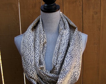 Animal print infinity scarf, satin scarf, retro scarf, luxury infinity scarf, glamour scarf, gift scarf for women, animal print satin scarf