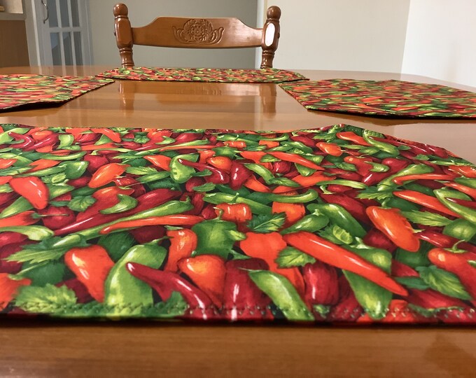 Placemats, Quilted Placemats, Hot Pepper Placemats, Picante Placemats