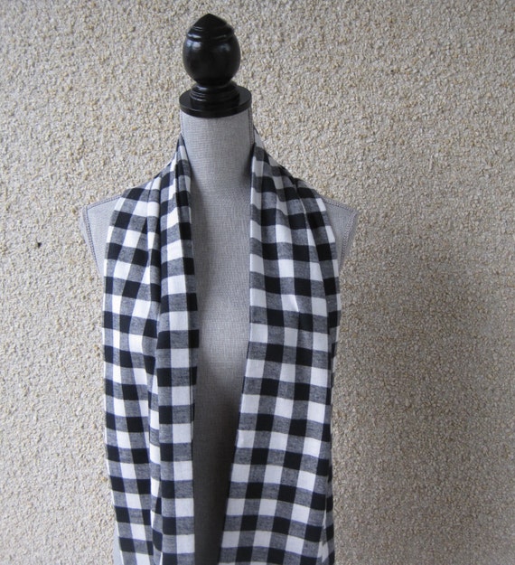 Black and White Infinity Scarf Black and White Plaid Scarf Plaid Infinity Scarf Black and White Scarf Casual Infinity Scarf Flannel Etsy UK