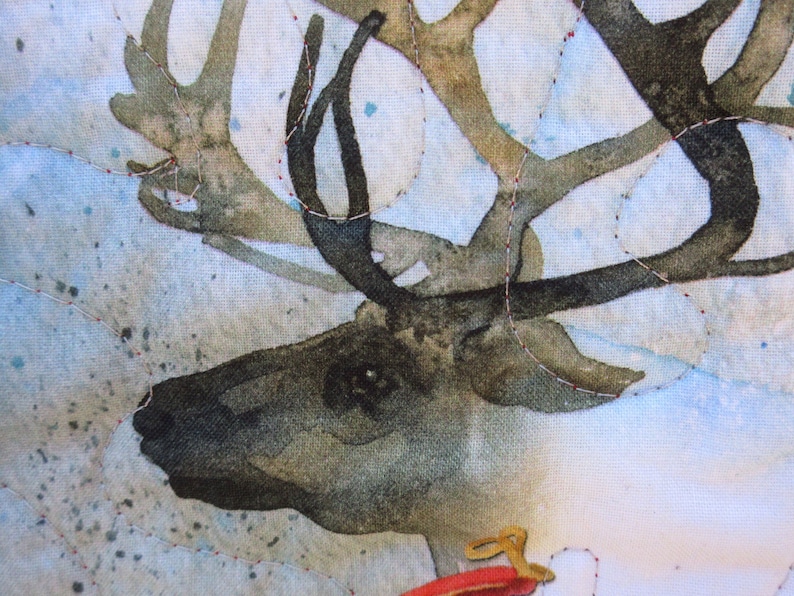 Reindeer Winter Decor Handmade quilt Holiday decor Christmas decor gift Twin sized quilt Lap Quilt Reindeer quilt Christmas quilt