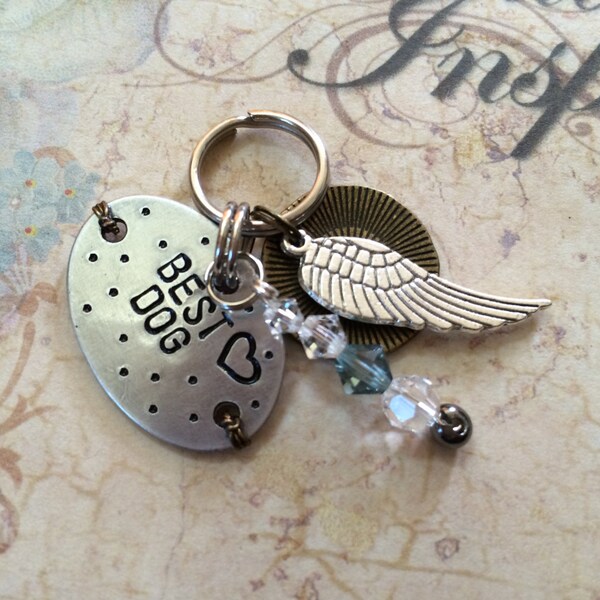 SPECIAL Order for Dawn Marie Protector Collar Pet Tag  Lucky/Best Dog tag, Silver Angel Wing, Love and Be Loved Charm and Swarovski Crystals