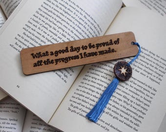 Hand Wood-Burned Cherry Bookmark, Bookish Pyrography Art