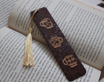 Wood-Burned Cherry Bookmark, Pyrography Art, Book Lover Gift