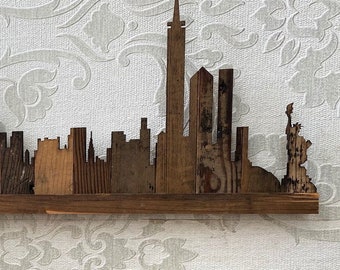 Reclaimed Barn Wood City Skyline Wall Art Home Decor
