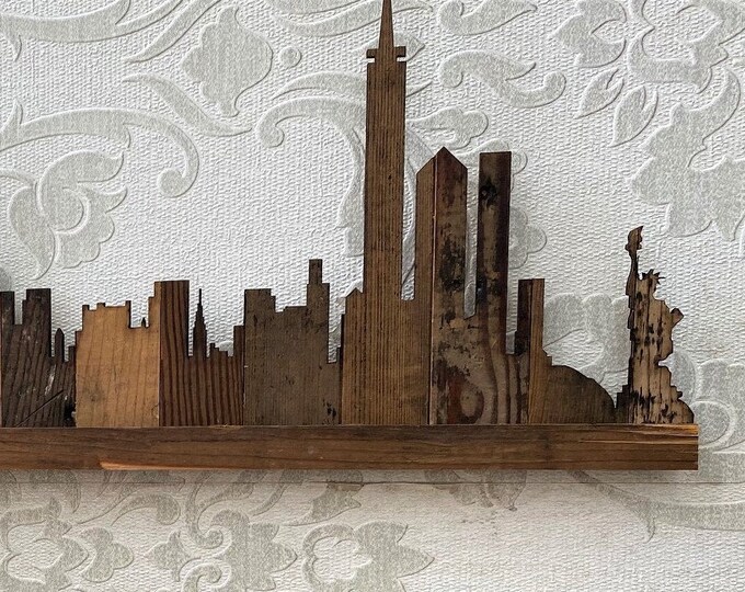 Reclaimed Barn Wood City Skyline Wall Art Home Decor