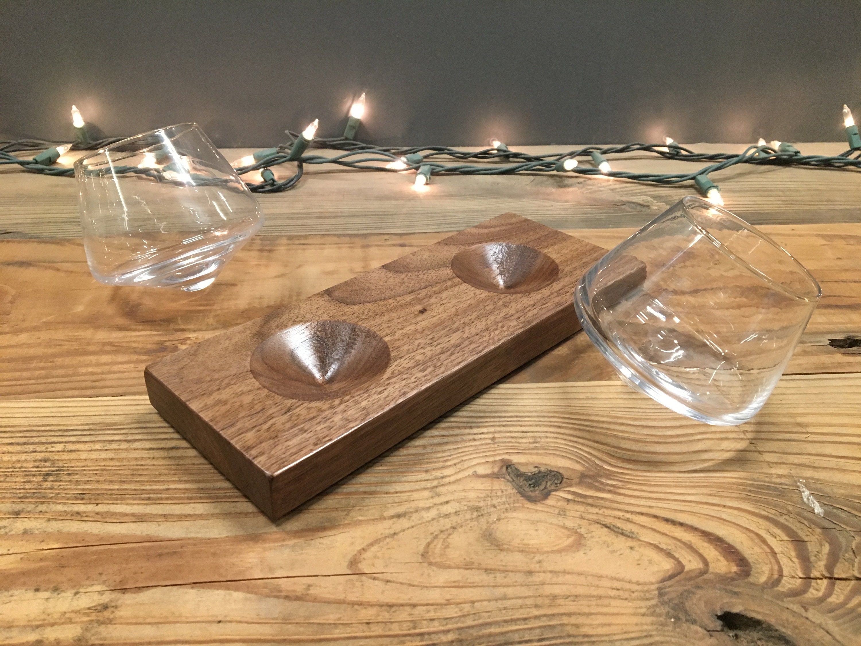 Tad 5oz Revolving Non-Spill Whiskey Glass with Wood Coaster.