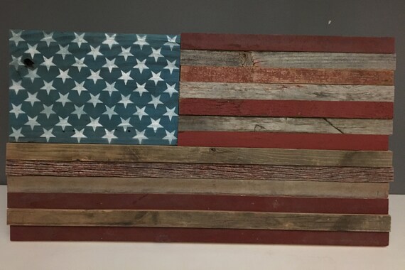 American Flag Reclaimed Barn Wood Rustic Decor Wall Sign Etsy