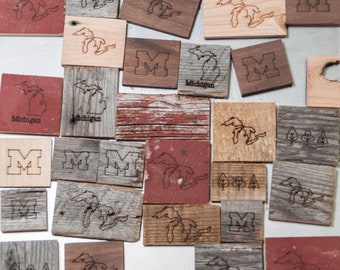 Barn Wood Etched Magnets, Set of 4 wooden fridge magnets, Reclaimed & Re-purposed wood shapes