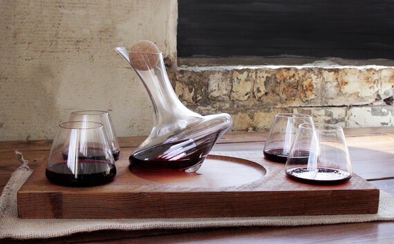 Glass And Decanter Set Revolving Glasses Decanter Gift Set Etsy