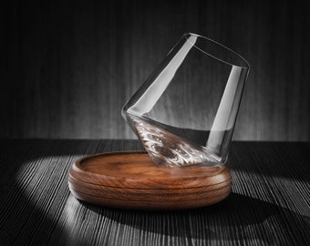 Swoon Aerating Revolving Spinning Wine Glass with Reversible Coaster