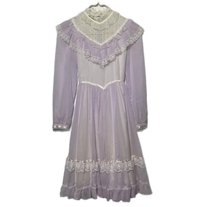 Vintage Gunne Sax dress Jeunes Filles by Jessica McClintock Size 14 Girls wedding guest dress Prairie dress lilac dress