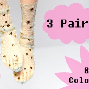 3 Pairs Doll socks Minifee Monster doll High Fashion Pastel Goth Grunge Punk Rock