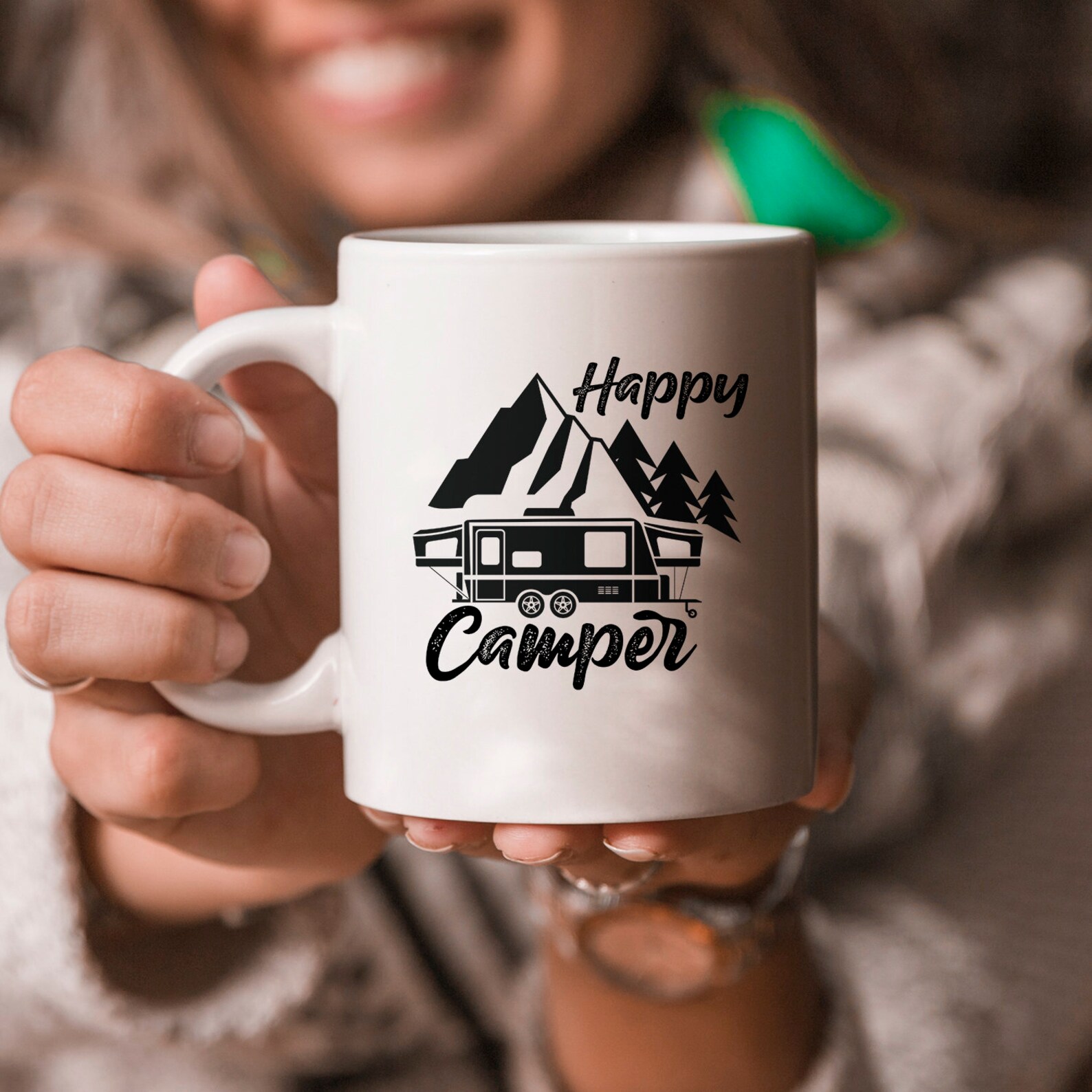 Happy Camper Mug Camping Coffee Mug Hiking Mug Nature Lover Etsy