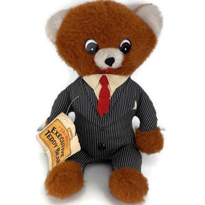 Talking Executive Teddy Bear Doll Plush Stuffed Animal w/ Original Tag WORKING VTG 1970&#39;s Commonwealth Toy Company