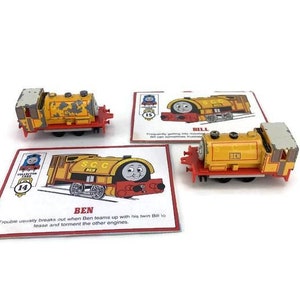 ERTL Thomas the Train Tank Lokomotive und Freunde Bill & Ben VTG 1991 CLOUD 2Pc Diecast Spielzeug Lot w / Karten