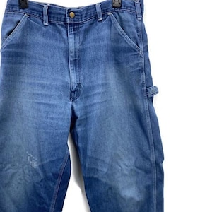 Sears Roebuck Weartuff Blue Jeans Carpenter Pants Men’s 36x30 ACTUAL 32x27 Distressed Denim VTG 60s – 70s Painters Pocket Utility Mechanic