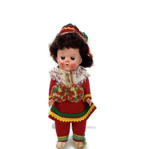 Lapland Sami Saami Folk Doll Traditional National Dress Costume 8&quot; Finland Norway Sweden Scandinavia Sleepy Eyes VTG MCM