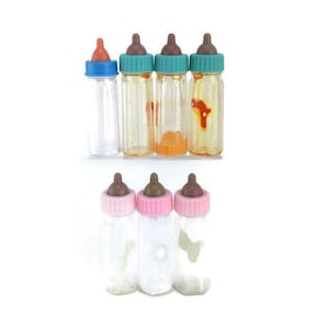 Baby Doll Magic Bottle Disappearing Milk Formula Juice Toy  **DRIED Out***  Lot of 7 VTG Pink Blue Green