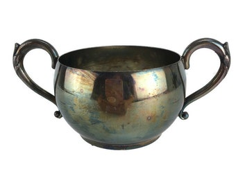 WM A Rogers Sugar Bowl Oneida Silverplate Hollowware OHS242 No Lid Double Handle Flat Bottom 8oz