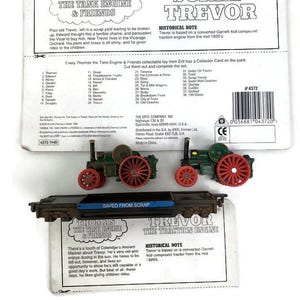 ERTL Thomas de Trein Schroot Trevor Saved from Scrap Flatbed Trailer #4372 Trevor Traction Engine #4023 VTG 1995 CLOUD Gegoten speelgoedkaarten van 3 stuks