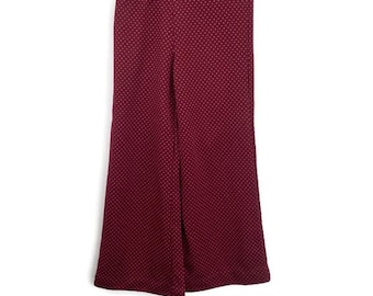 Polyester Knit Pants Girl's Children's Size ESTIMATE 10 Red Polka Dot Bell Bottom VTG 60's - 70's Elastic Waist 18-22" H 30" I 23" Homemade