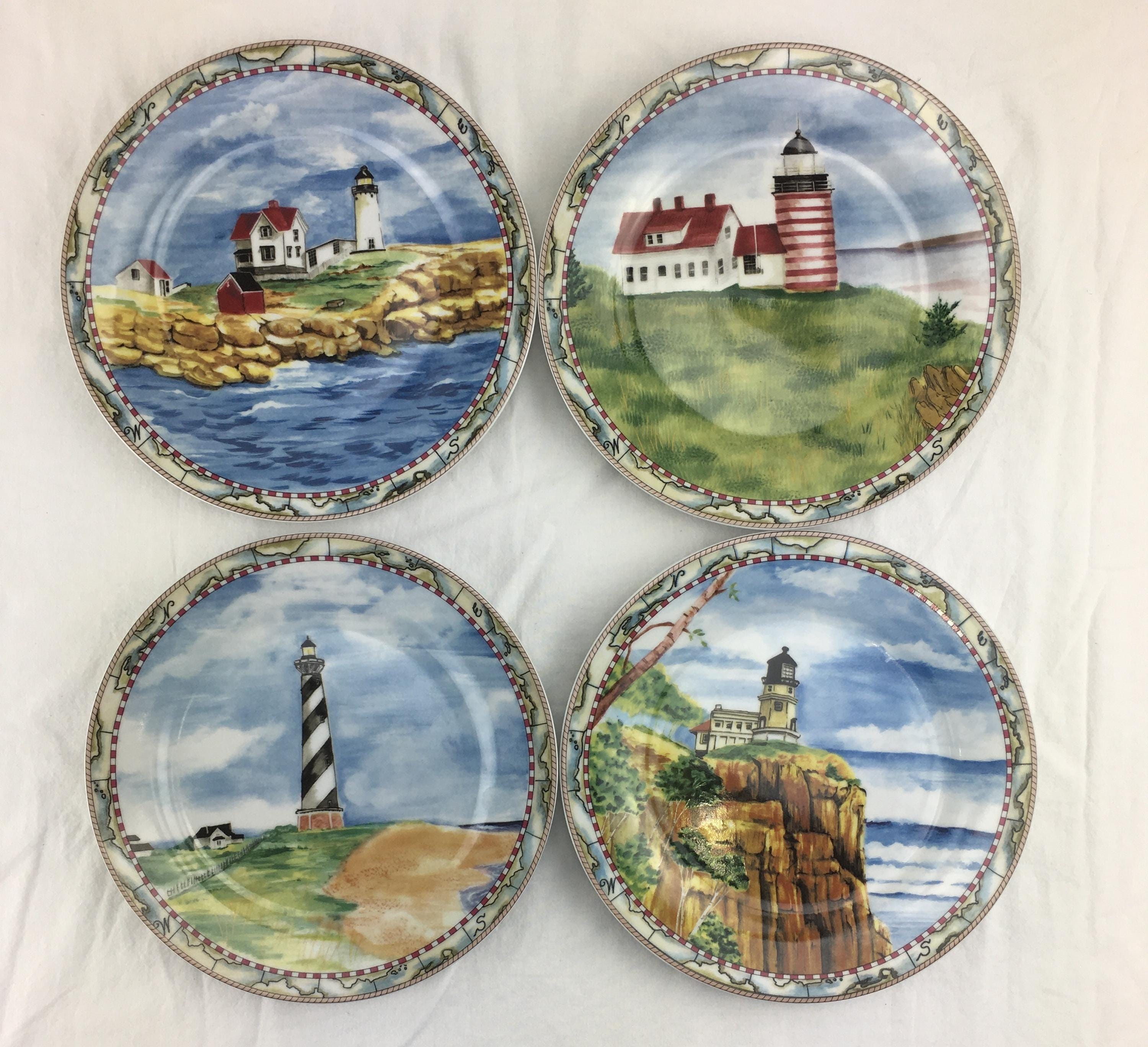 American Atelier Signals 5100 Lighthouses Salad Plates 8" & Mugs 8 Piece  Set Nautical Oceanic Beachy VTG DISCONTINUED - Etsy