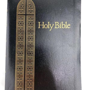 KJV Holy Bible Giant Print Reference Red Letter Edition Black Leather Gold Leaf w/ Concordance Aids Maps Thomas Nelson VTG 1990