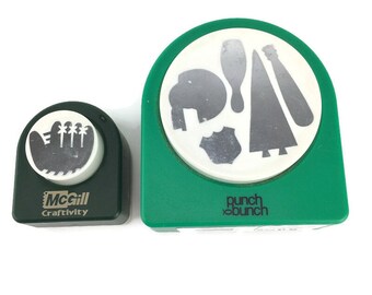 Punch Bunch Mega Sports Punch (JAMMED) & McGill Baseball Mitt / Glove Punch Football Bowling Lot of 2 Craft Punches