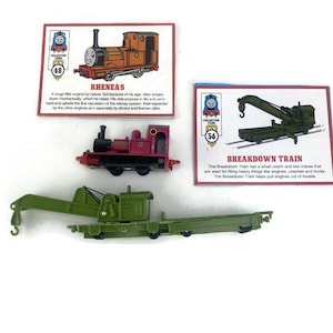 ERTL Thomas Zug Lokomotive und Freunde Rheneas #4104 1998 & Pannenzug #4057 1994 VTG WOLKE 2-teiliges Diecast Spielzeug Lot w / Karten