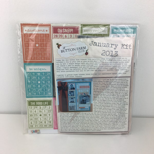 Button Farm Club Album Kit January 2013 Simple Stories Snap Life Scrapbooking Journaling Book Set Complete Retired