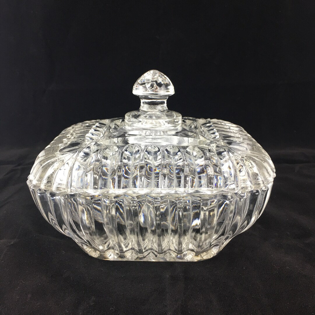 Anchor Hocking Square Candy Dish With Lid 7 Clear Glass Etsy