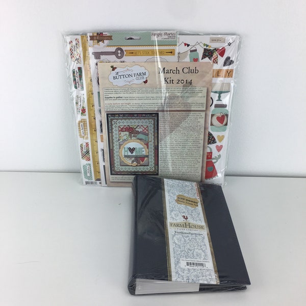 Button Farm Club Album Kit March 2014 Simple Stories Homespun Scrapbooking Journaling Book Set Complete Retired