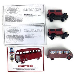 Thomas the Train Tank Lokomotive und Freunde ERTL Caroline Car #4006 1997 Bertie der Bus #4709 1988 VTG Wolke mit Karten Diecast Spielzeug U PIC