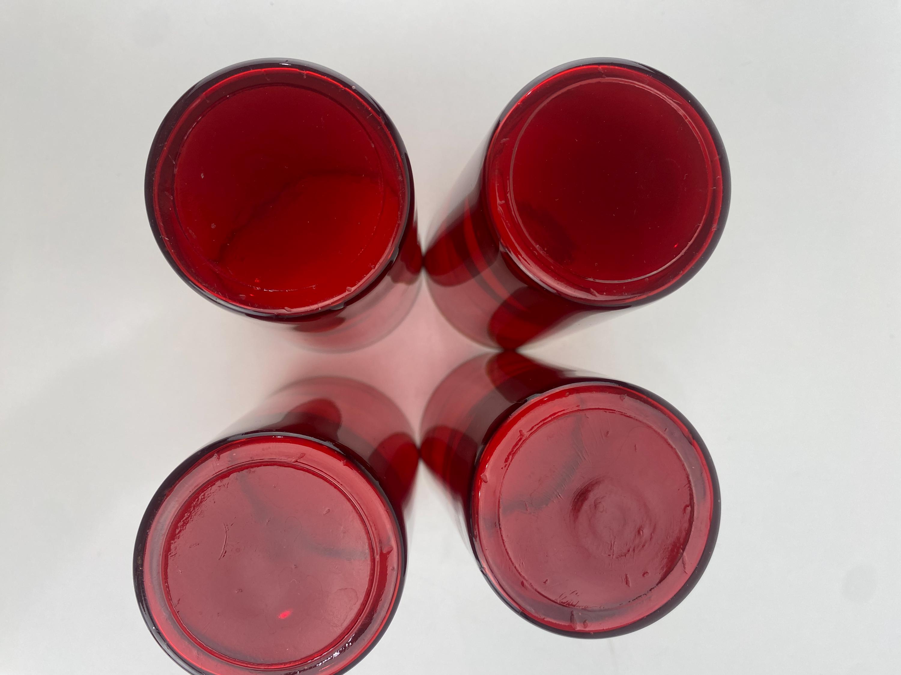Ruby Red Depression Glass Tumblers W/ Double Gold Band Drinkware Set of 4  High Ball Barware 8oz VTG - Etsy