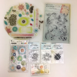Stempel Lot 7 St Lente Zomer Tuin Vlinder Bloemen Herfstbladeren Elegante Bloeit Bloem Spiraal Effen Amandelblaadjes Zon Sassafras