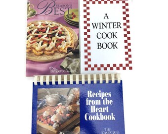 Pampered Chef Recipes from the Heart Cookbook Seasons Best Recipe Collection A Winter Cook Book Lot of 3 VTG PB