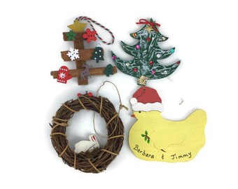 Primitive Homespun Candy Canes - Bowl Filler & Christmas Ornaments (Set, Farmhouse Style)