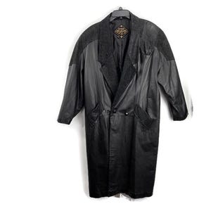 vintage black leather coat by charles klein size L | eBay
