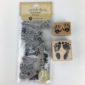 Lot de 3 tampons Enfants, bébé, nourrisson 45 Heures des enfants 3 estampes Rylee's Footprints All Night Media Empreintes de main