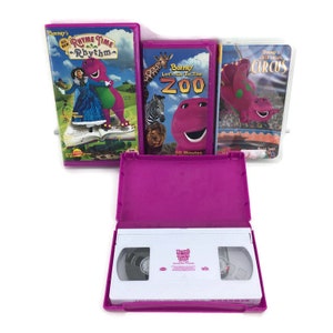 Barney&#39;s VHS Kid&#39;s Video You CHOOSE Rhyme Time Rhythm Musical Castle Let&#39;s Go To the Zoo Vintage in Clam Shell Case