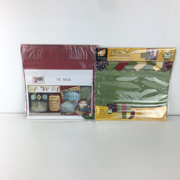 2 Scrappy Sisters St. Nick Page Layout Kit Complete + Christmas Dear Santa Paper Pack 12x12 for Scrapbooking Journaling Album