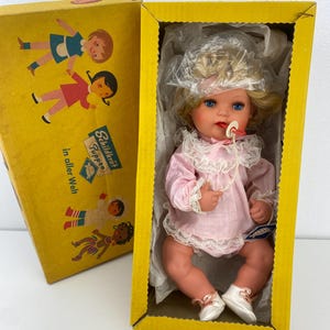 Schildkrot Schildkröte Baby Doll Mama West Germany Blond Hair Blue Sleepy Eyes VTG NIB w/ Schildkröte Tag