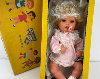 Schildkrot Turtle Baby Doll Mama West Germany Blond Hair Blue Sleepy Eyes VTG NIB w/ Turtle Tag ***FLAWS