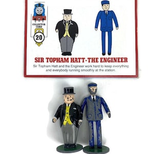 Ertl Thomas, a locomotiva a vapor Sir Topham Hatt e o maquinista Porter #4040 Figuras Vtg 1990 Diecast 2Pc com cartão DESGASTE PESADO DA PINTURA