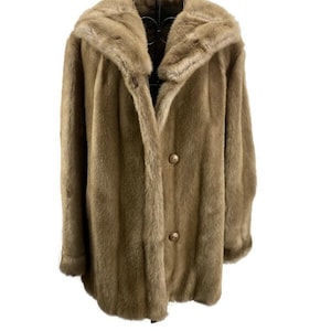 Dubrowsky & Perlbinder Brown Faux Fur Coat Jacket Women&#39;s Size 16 Tissavel France VTG 1970&#39;s - 1990&#39;s 30&quot;L