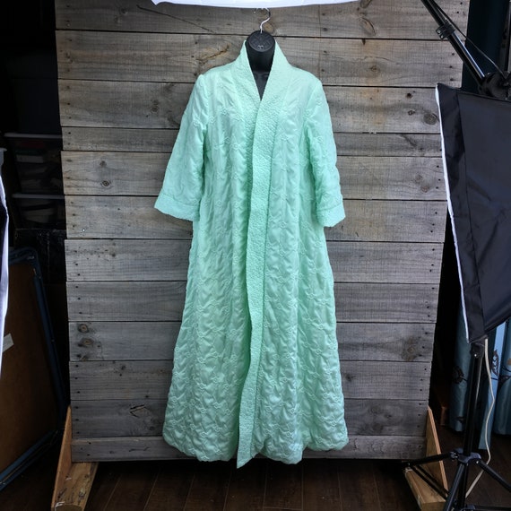 Quilted Satin Robe Housecoat EST XL Vintage 1950’s