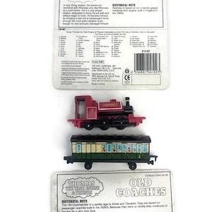 ERTL Thomas the Train Lokomotive und Freunde Skarloey #4102 1997 & Old Coach #4107 1987 VTG CLOUD 2Pc Diecast Spielzeug Lot w / Karten