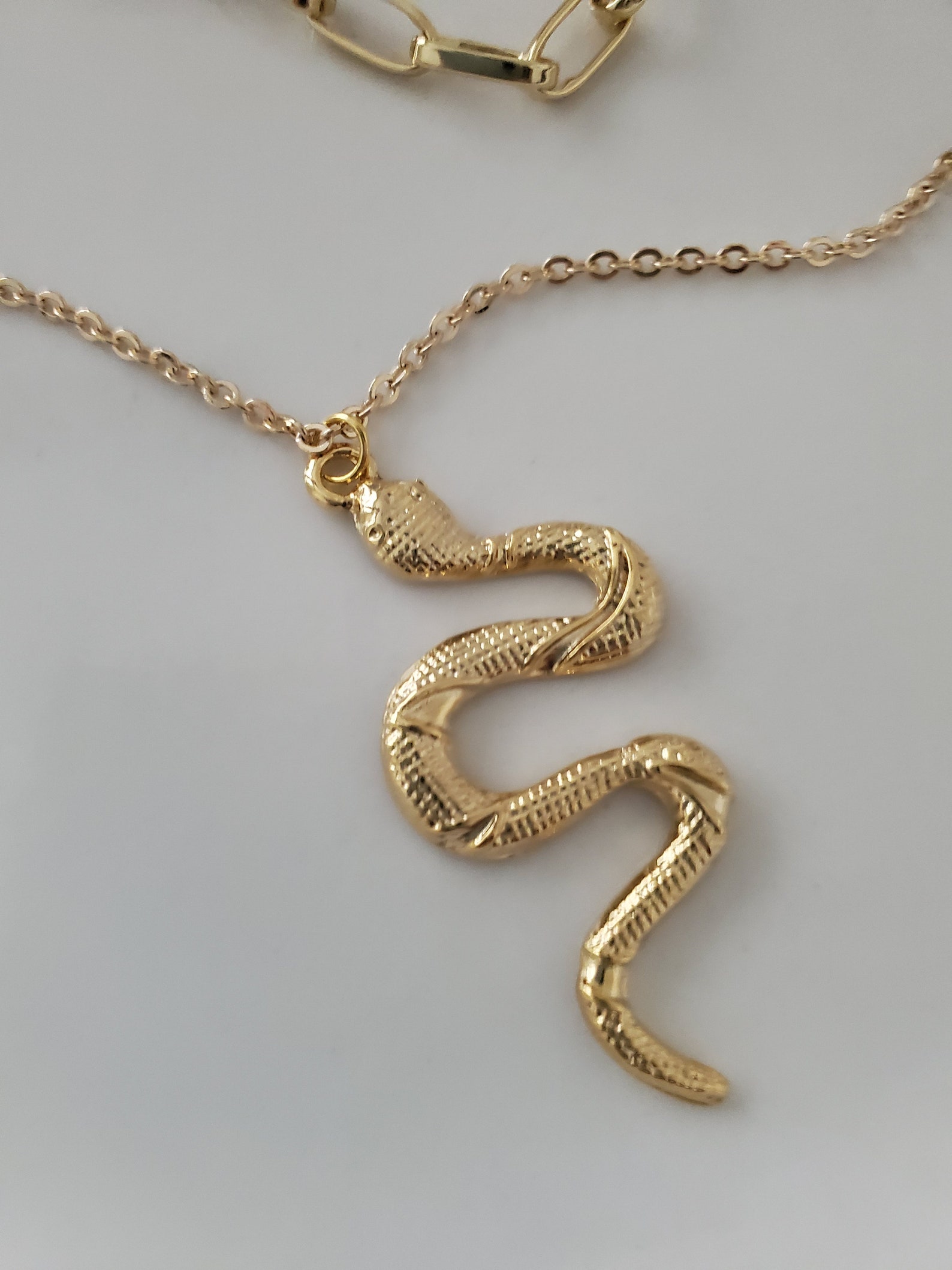 18k gold filled snake pendant necklace. gold filled snake Etsy